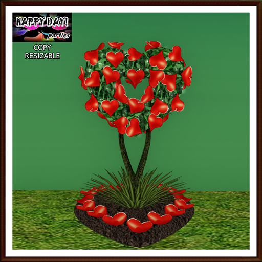Valentines - Resizable Heart Topiary with Hearts and Lights 1