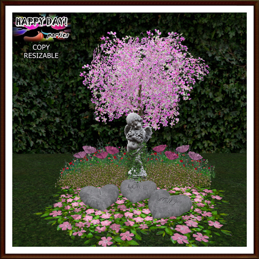 Valentines - Resizable Garden with Cupid and Rocks