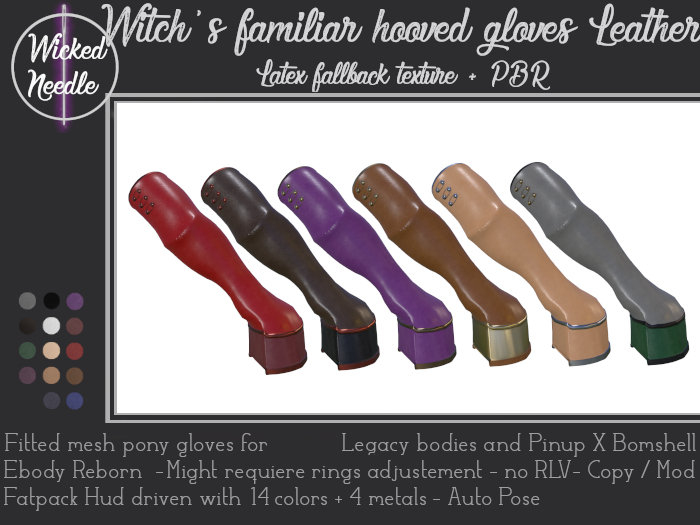 ~W-N~ Witch's familiar hooved gloves Leather + PBR