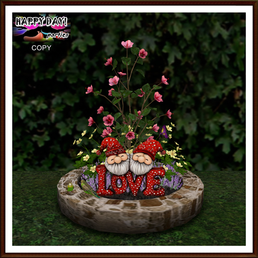 Valentines - Love Flowerbed with Animals and Flowers