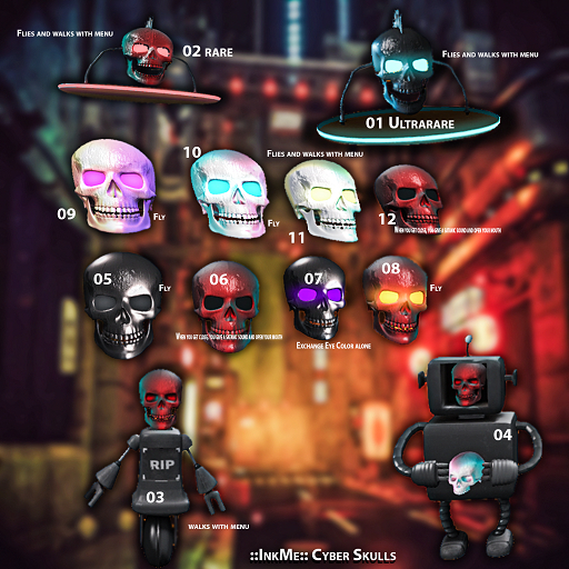 02 ::InkMe:: Cyber Skulls RARE