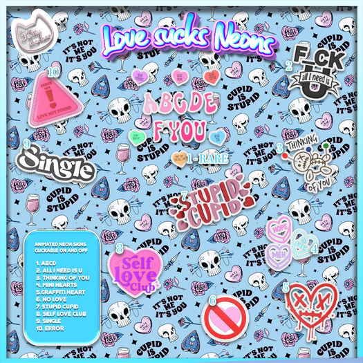 TKC- Love Sucks Neons - Complete Set