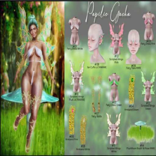 14 Papilio Fairy Mushroom Booth With Pose RARE