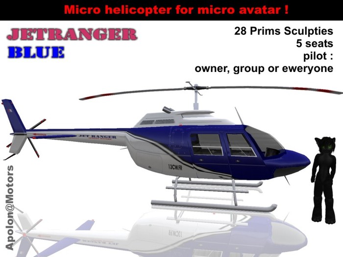 Micro Helicopter Jetranger blue ( Inspired by Bell 206 Jet Ranger ) 
