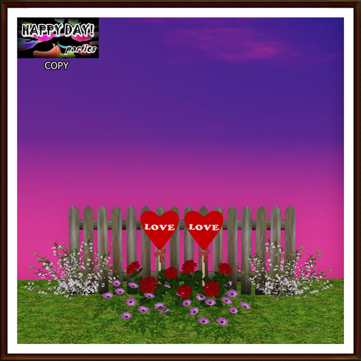 Valentines - Fence with Hearts and Flowers