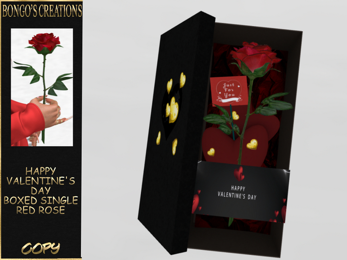 BMC5589 -HAPPY VALENTINE'S DAY - JUST FOR YOU SINGLE BOXED RED ROSE