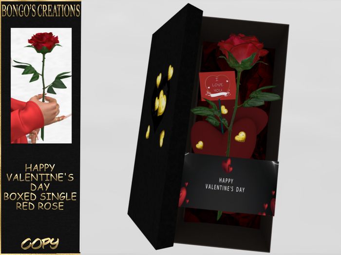 BMC5590 - HAPPY VALENTINE'S DAY  - I LOVE YOU SINGLE BOXED ROSE