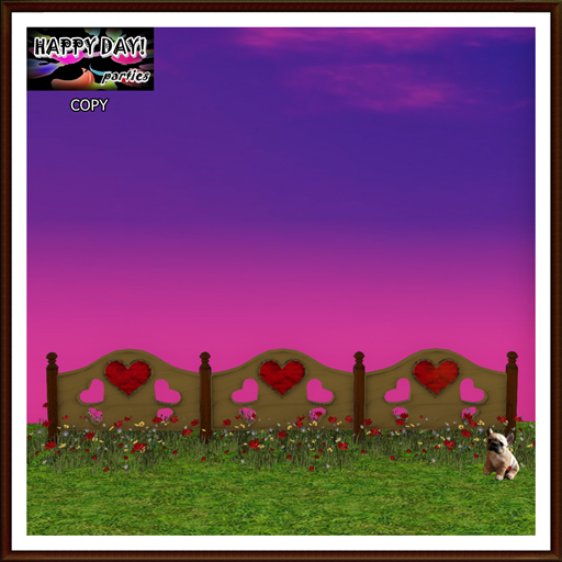 Valentines - Baby Pug on Wooden Fence with Hearts