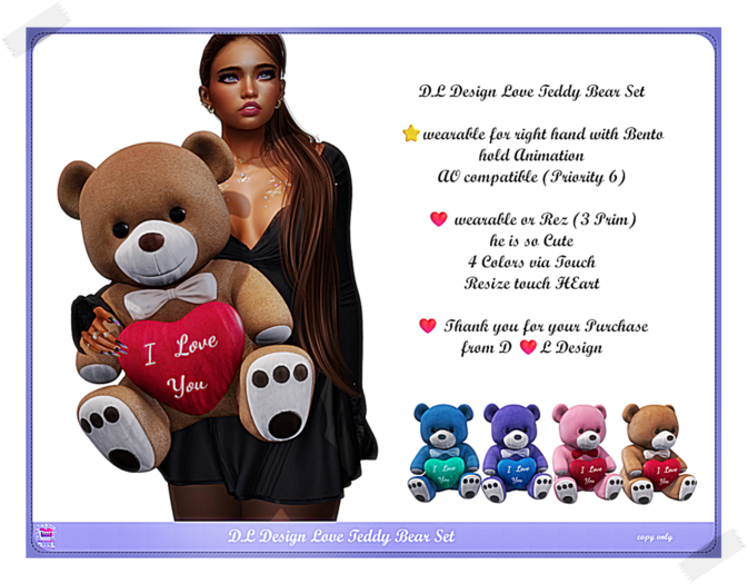 D.L Design Love Teddy Bear Set