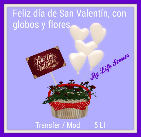 (LS) Feliz dia de San Valentin, con globos y flores