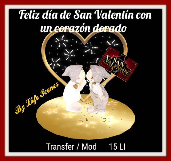 (LS) Feliz dia de San Valentin con un corazon dorado