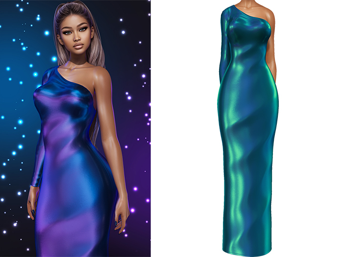 Gemma Gown [Holo Teal Blue] - Maitreya LaraX • PetiteX • eBody Reborn Long Dresses