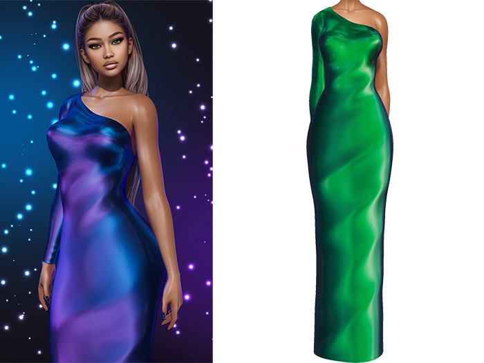 Gemma Gown [Holo Alien Green] - Maitreya LaraX • PetiteX • eBody Reborn Long Dresses
