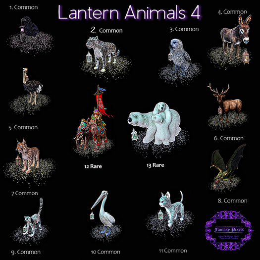 12 RARE Fantasy Pixels Lantern Animals V4