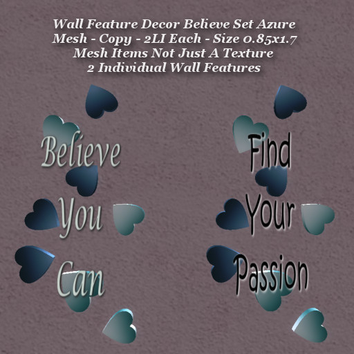 Wall Feature Decor Believe Set Azure