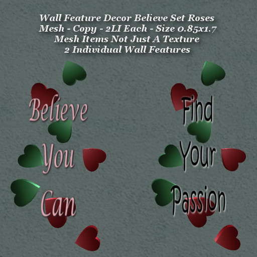 Wall Feature Decor Believe Set Roses