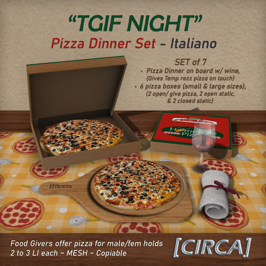[CIRCA] - "TGIF Night" Pizza Dinner Set - Italiano  (interactive)