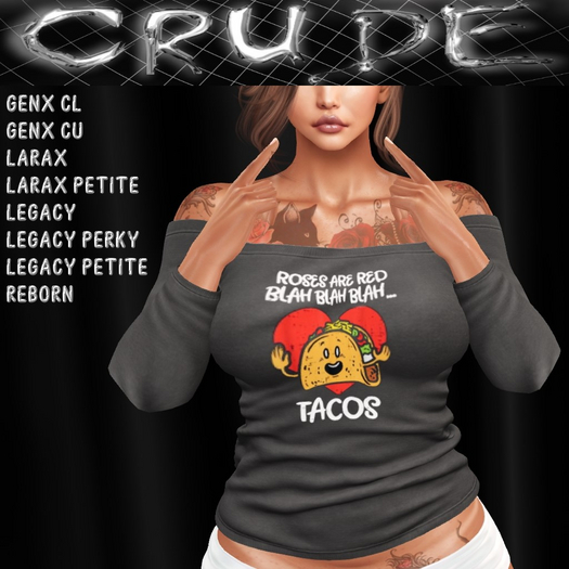 Roses are red Blah Blah Blah Tacos Women's Sholder (WOLS WV) <Wear Me>