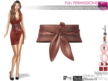 Full Perm Front Knot Tie Brown Leather Waist Band Belt  Slink Maitreya 5.3 LaraX Belleza Tonic Ebody Reborn Legacy