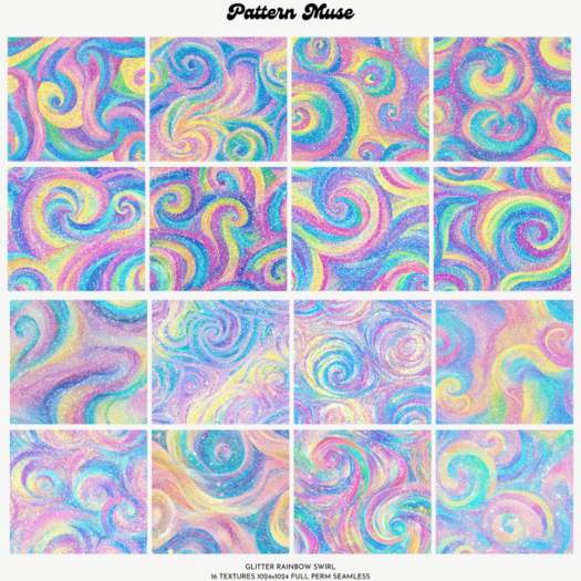 Glitter Rainbow Swirls Seamless Textures Full Perm
