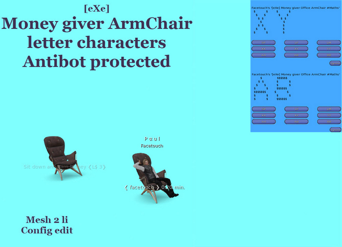 [eXe] Money giver Office ArmChair # sit sitting Letters  Antibot  Anti Bot  Anti-Bot