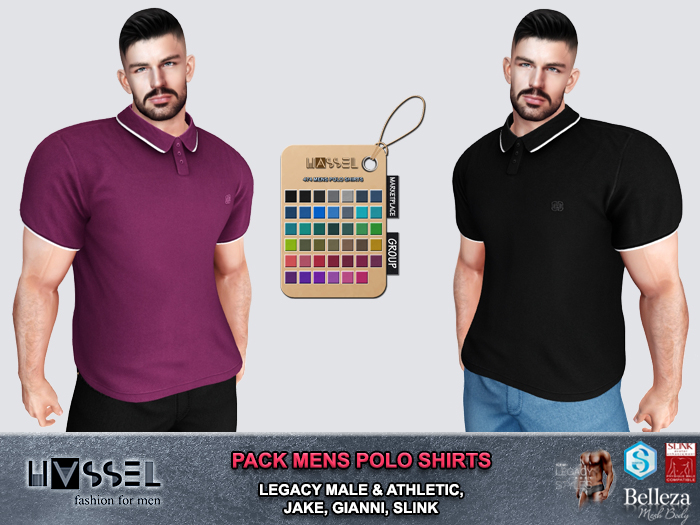 (HASSEL) PACK MEN'S SHORT-SLEEVE POLO SHIRTS  LEGACY MALE, LEGACY ATHLETIC, JAKE, GIANNI, SLINK 475 