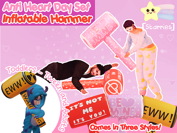 [Starries] Heart Day Inflatable Hammers Set for Kids and Grownups