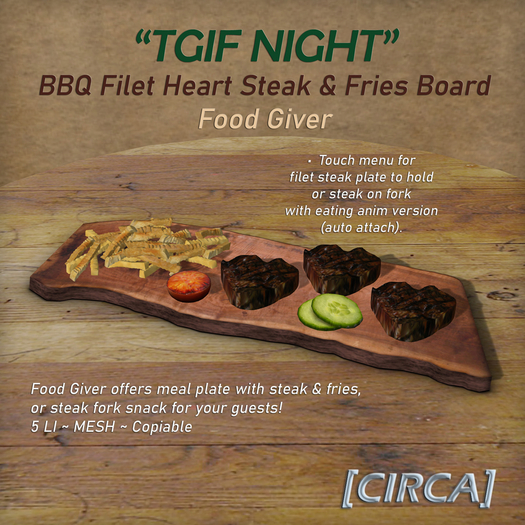 [CIRCA]  - "TGIF" BBQ Filet Heart Steak & Fries Board (Giver) - Interactive