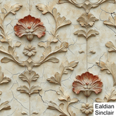 Carved Floral Plaster Wall Seamless Texture