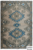 Antique Taupe and Blue Oriental Rug