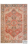 Antique Brown and Red Heriz Oriental Rug