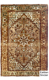 Antique Brown and Tan Heriz Oriental Rug