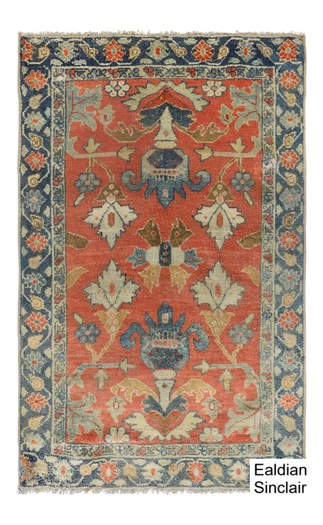Antique Blue and Rust Oriental Rug