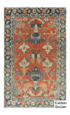 Antique Blue and Rust Oriental Rug