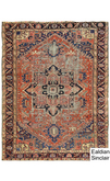 Antique Rust And Blue Heriz Antique Rug