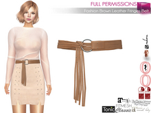 FULL PERM Female Fashion Brown Leather Fringes Belt Maitreya 5.3 LaraX Slink Belleza Tonic Ebody Reborn Legacy