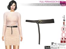 FULL PERM Female Fashion Swift Black Leather Knot Tie Belt Maitreya 5.3 LaraX Slink Belleza Tonic Ebody Reborn Legacy