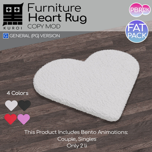 Kuroi - Fuzzy Heart Rug + PG FAT PACK