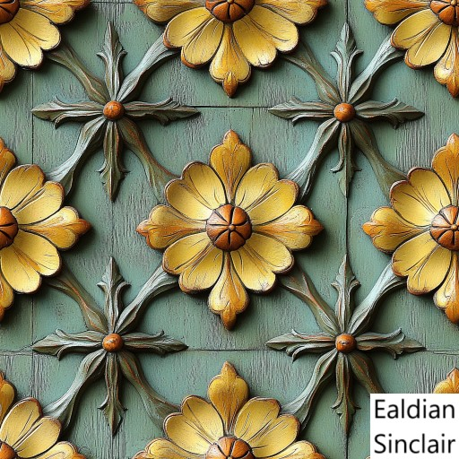 Yellow and Seafoam Carved Painted Wood Seamless Texture