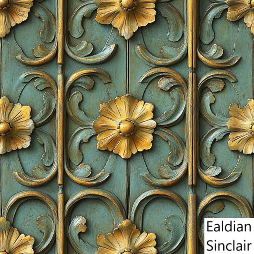 Green and Yellow Painted Carved Wood Seamless Texture