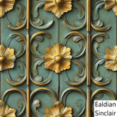 Green and Yellow Painted Carved Wood Seamless Texture