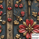 Tudor Floral Carved Wood Painted Seamless Texture