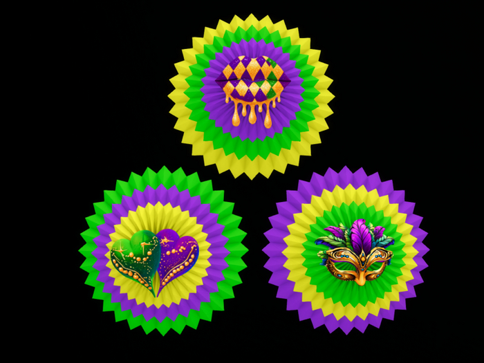MC Mardi Gras Layered Fan Banner Set