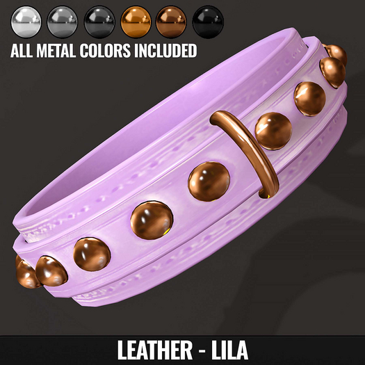 [YAN] Classic collar with studs - leather set - lila