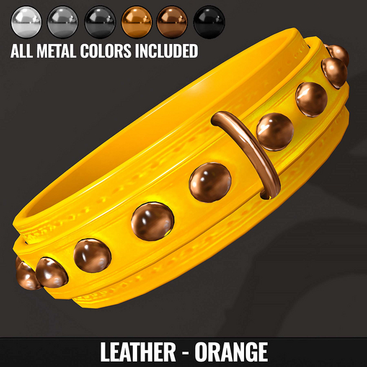 [YAN] Classic collar with studs - leather set - orange