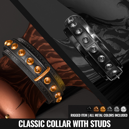 [YAN] Classic collar with studs - leather fatpack set