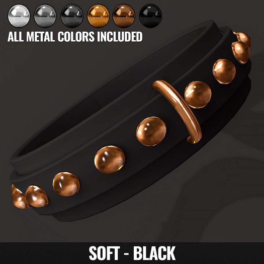 [YAN] Classic collar with studs - soft set - black