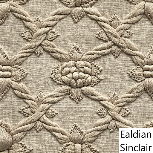 Fruit and Flowers Braid Work On Linen Seamless Texture