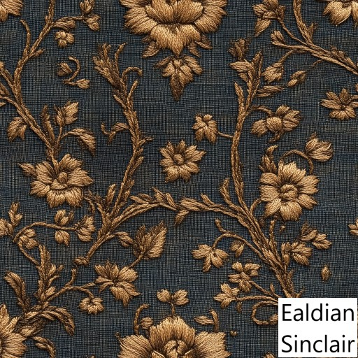 Floral Embroidery on Blue Linen Seamless Texture