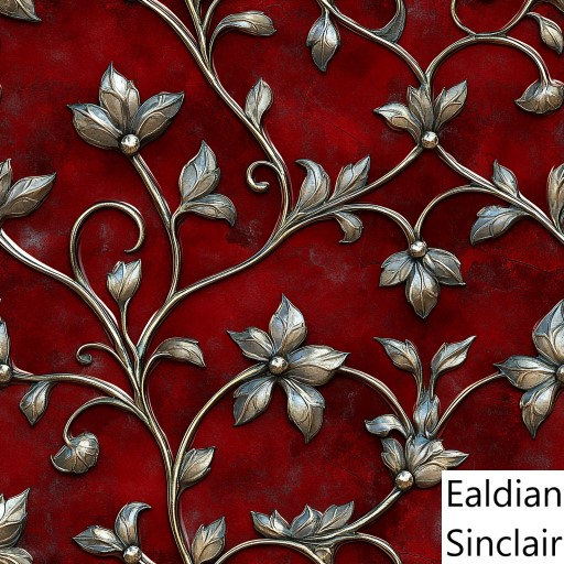 Silver Leaf and Red Foliate Seamless Texture
